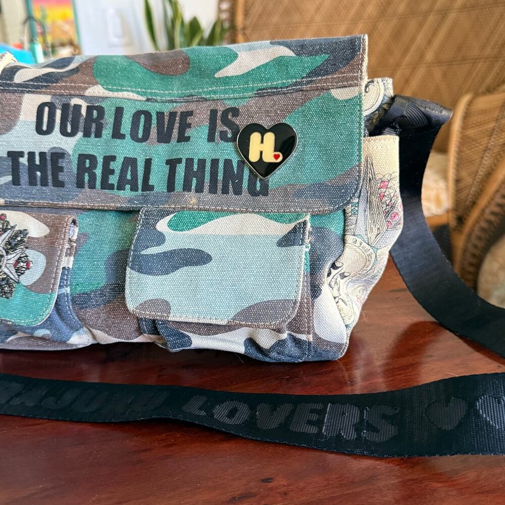 VTG Y2K Harajuku Lovers Gwen Stefani camouflage crossbody messenger bag - Picture 3 of 14